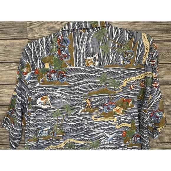 Harley Davidson Hawaiian Surfer Shirt XL Mens Vintage Hawaii Made in USA - Picture 9 of 10